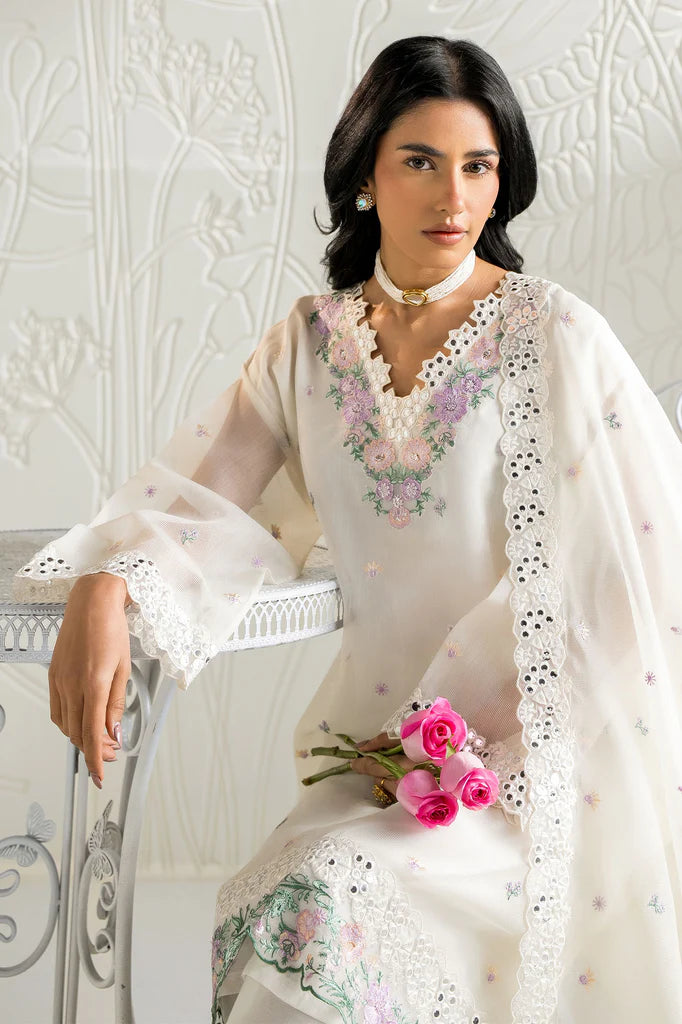 BLOOMING WHITE-2PC (SHIRT & DUPATTA) | EXCLUSIVE PRET | Cross Stitch