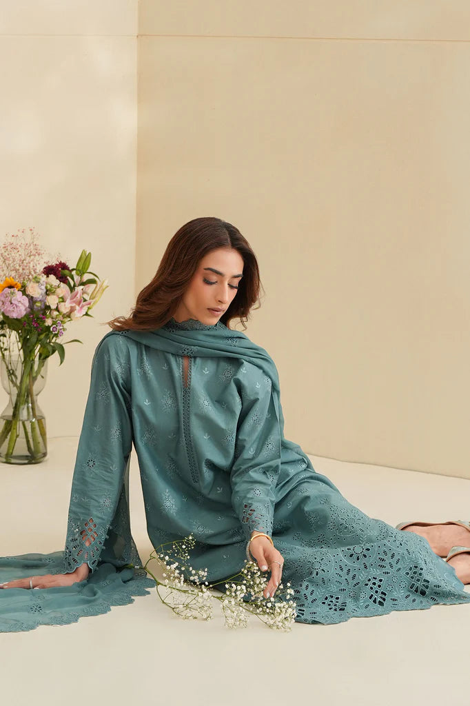 FLEUR WHISPER-3PC CHIKANKARI SUIT | Cross Stitch