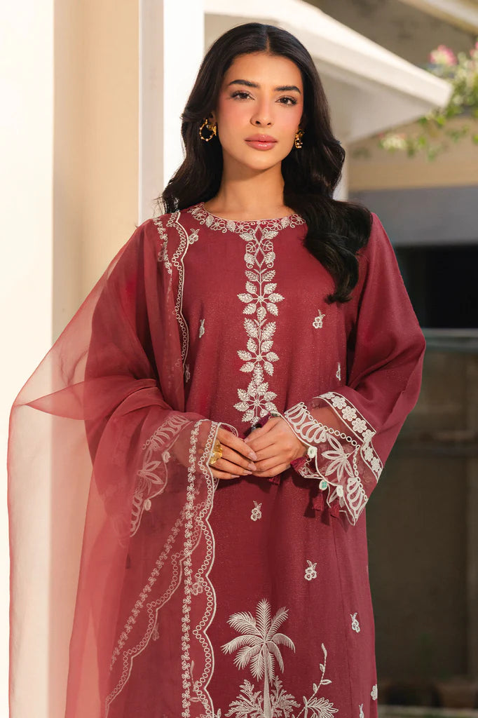 RUST EMBER-2PC (SHIRT & DUPATTA) | EXCLUSIVE PRET | Cross Stitch