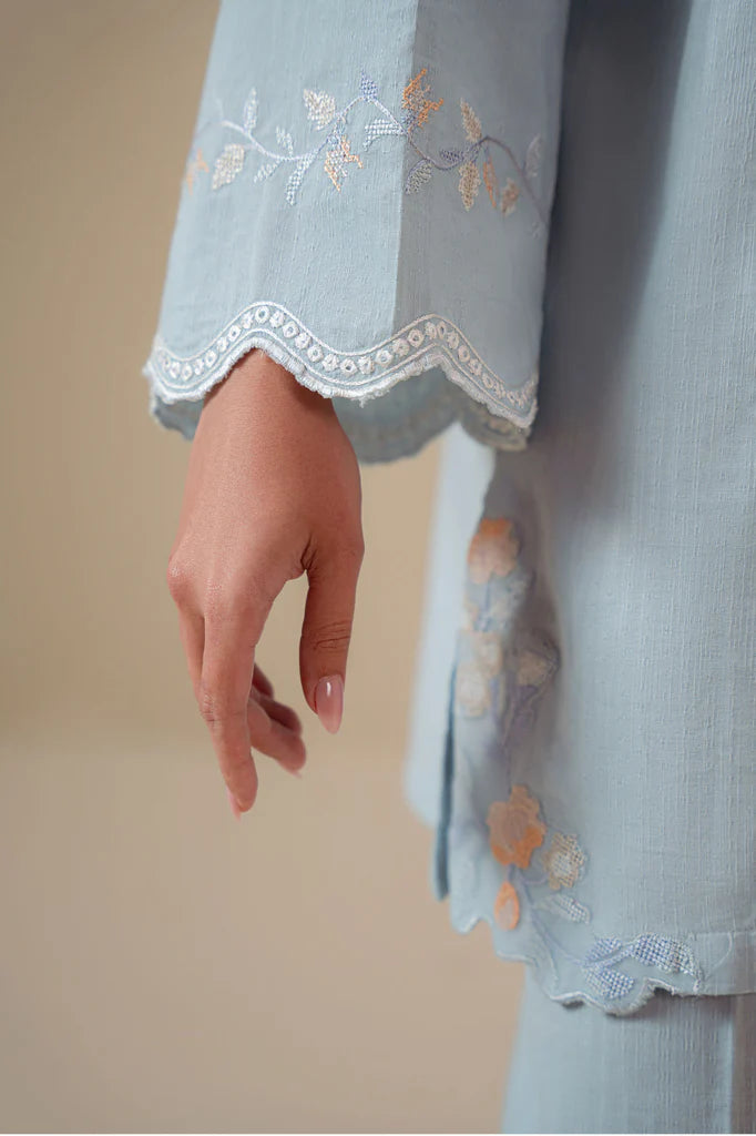 FROST BLUE-2PC (SHIRT & TROUSER) | EXCLUSIVE PRET | Cross Stitch