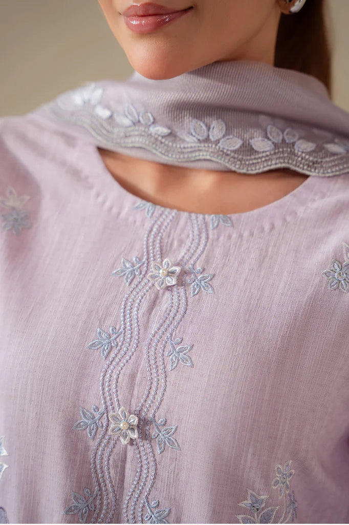 LILAC BLUSH -3PC (SHIRT, TROUSER & DUPATTA) | EXCLUSIVE PRET | Cross Stitch