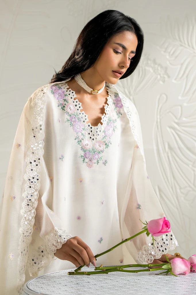 BLOOMING WHITE-2PC (SHIRT & DUPATTA) | EXCLUSIVE PRET | Cross Stitch