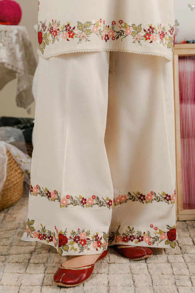 BEIGE BLOSSOM-2PC (SHIRT & TROUSER) | EXCLUSIVE PRET | Cross Stitch