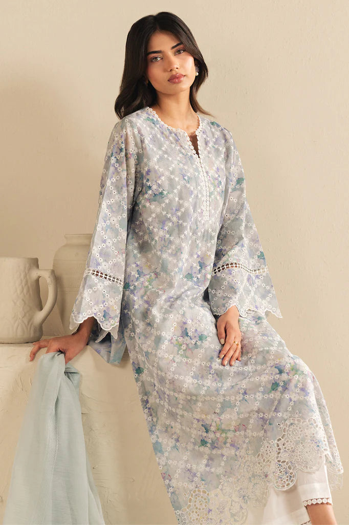VIOLET SPLASH-2PC (SHIRT & DUPATTA) | EXCLUSIVE PRET | Cross Stitch