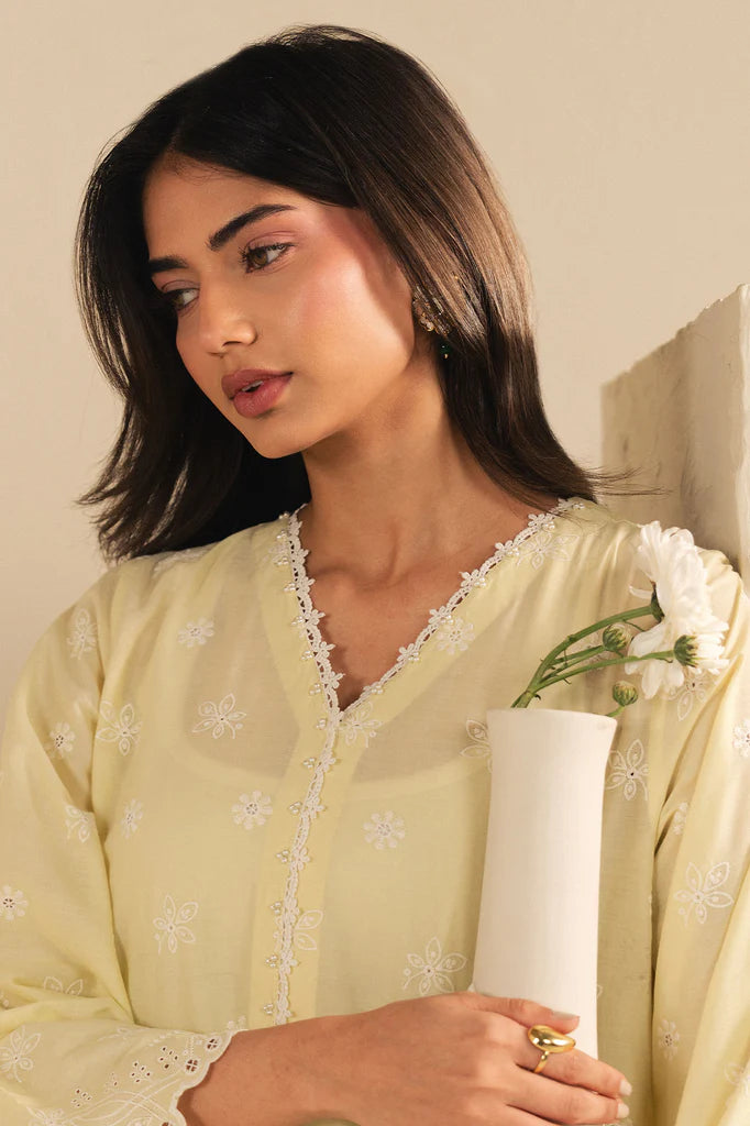 PASTEL SUNSHINE-2PC (SHIRT & DUPATTA) | EXCLUSIVE PRET | Cross Stitch