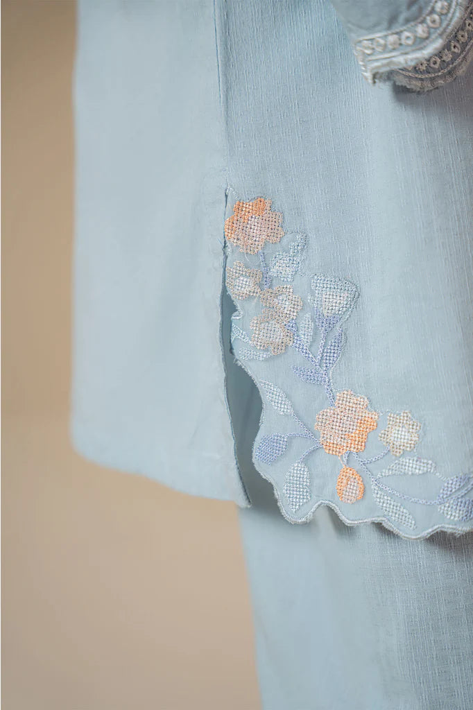FROST BLUE-2PC (SHIRT & TROUSER) | EXCLUSIVE PRET | Cross Stitch