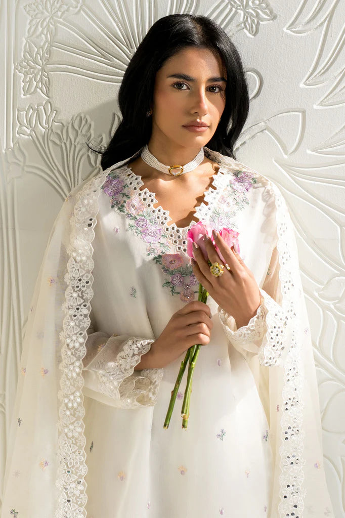 BLOOMING WHITE-2PC (SHIRT & DUPATTA) | EXCLUSIVE PRET | Cross Stitch