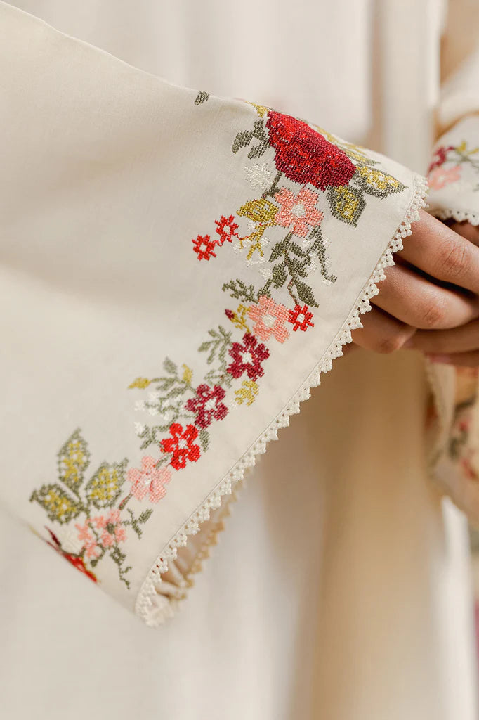 BEIGE BLOSSOM-2PC (SHIRT & TROUSER) | EXCLUSIVE PRET | Cross Stitch
