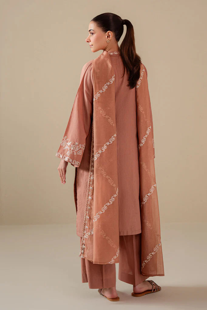 SAND CLAY-3PC (SHIRT, TROUSER & DUPATTA) | EXCLUSIVE PRET | Cross Stitch