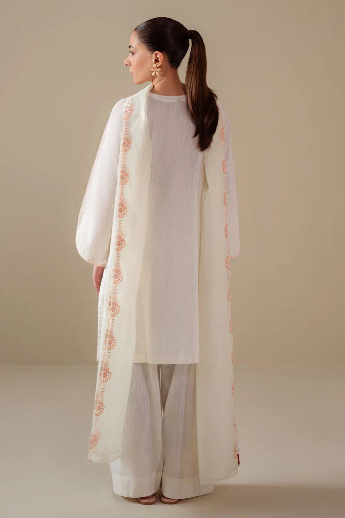 WHITE DOVE -3PC (SHIRT, TROUSER & DUPATTA) | EXCLUSIVE PRET | Cross Stitch