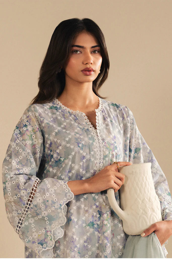 VIOLET SPLASH-2PC (SHIRT & DUPATTA) | EXCLUSIVE PRET | Cross Stitch