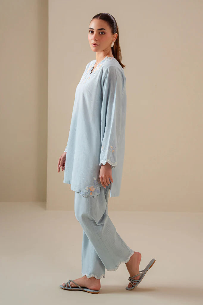 FROST BLUE-2PC (SHIRT & TROUSER) | EXCLUSIVE PRET | Cross Stitch