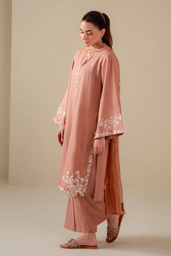 SAND CLAY-3PC (SHIRT, TROUSER & DUPATTA) | EXCLUSIVE PRET | Cross Stitch