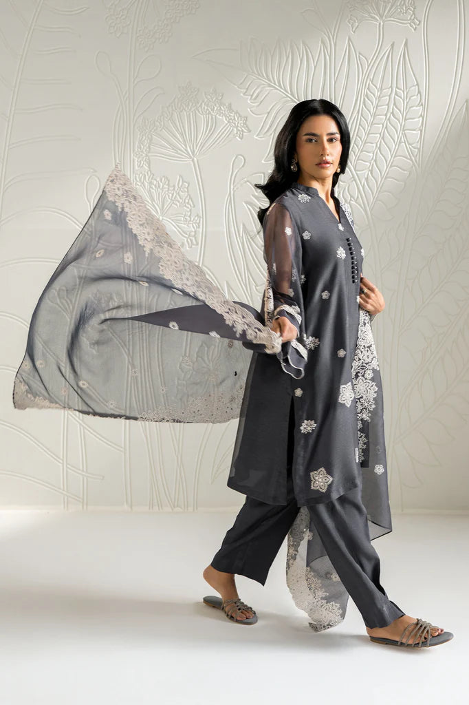 NAVY GLEAM -2PC (SHIRT & DUPATTA) | EXCLUSIVE PRET | Cross Stitch