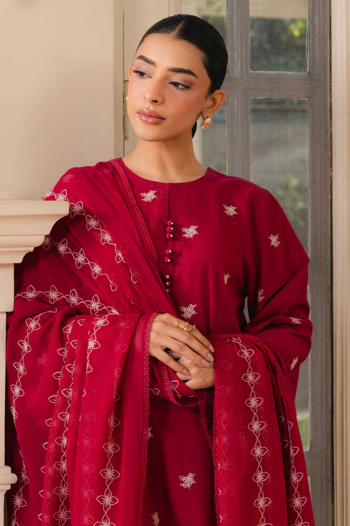 CRIMSON BOUDOIR-2PC (SHIRT & DUPATTA) | EXCLUSIVE PRET | Cross Stitch