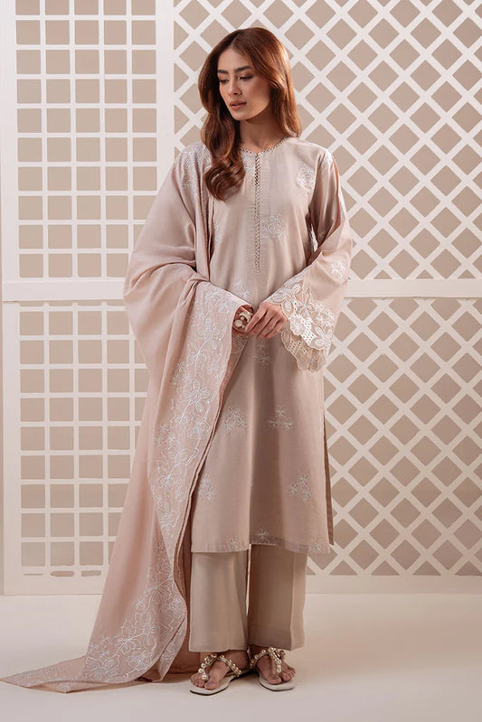 MOCHA VEIL-2PC (SHIRT & DUPATTA) | EXCLUSIVE PRET | Cross Stitch