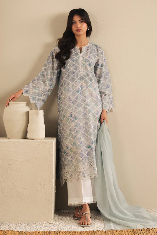 VIOLET SPLASH-2PC (SHIRT & DUPATTA) | EXCLUSIVE PRET | Cross Stitch