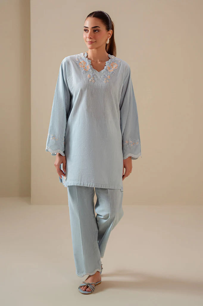 FROST BLUE-2PC (SHIRT & TROUSER) | EXCLUSIVE PRET | Cross Stitch