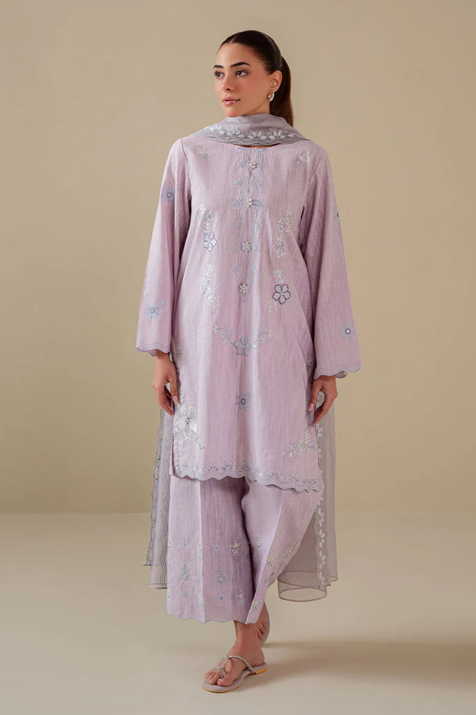 LILAC BLUSH -3PC (SHIRT, TROUSER & DUPATTA) | EXCLUSIVE PRET | Cross Stitch
