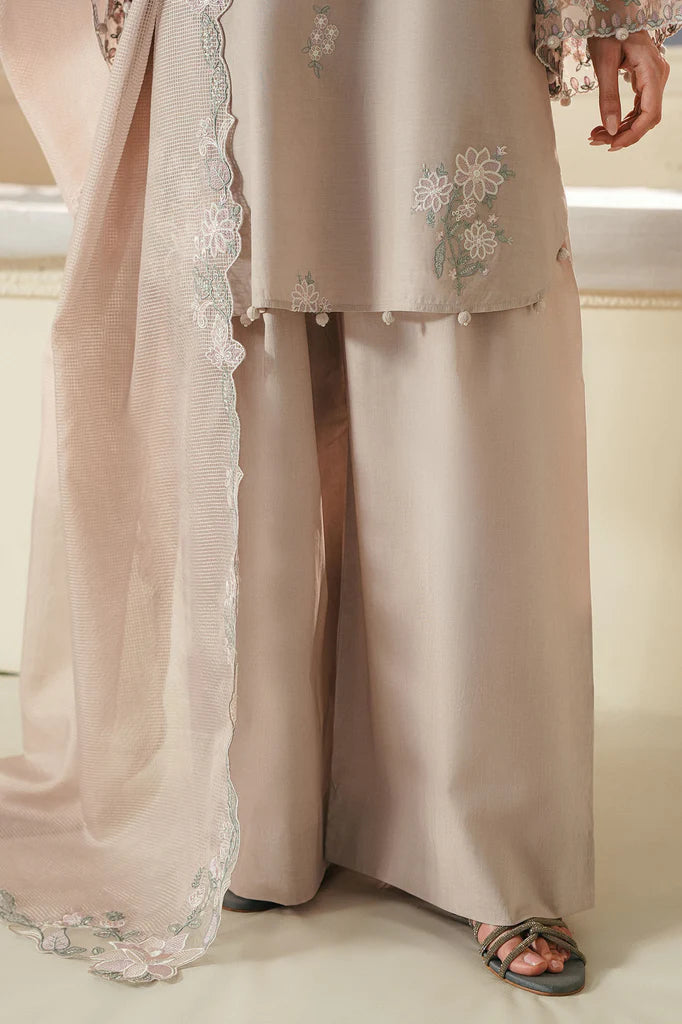 SOFT UMBER-3PC EMBROIDERED LAWN SUIT | Cross Stitch