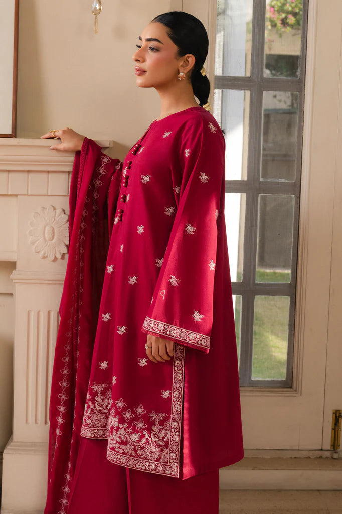 CRIMSON BOUDOIR-2PC (SHIRT & DUPATTA) | EXCLUSIVE PRET | Cross Stitch