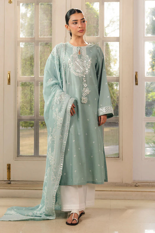 NILE BLUE-2PC (SHIRT & DUPATTA) | EXCLUSIVE PRET | Cross Stitch