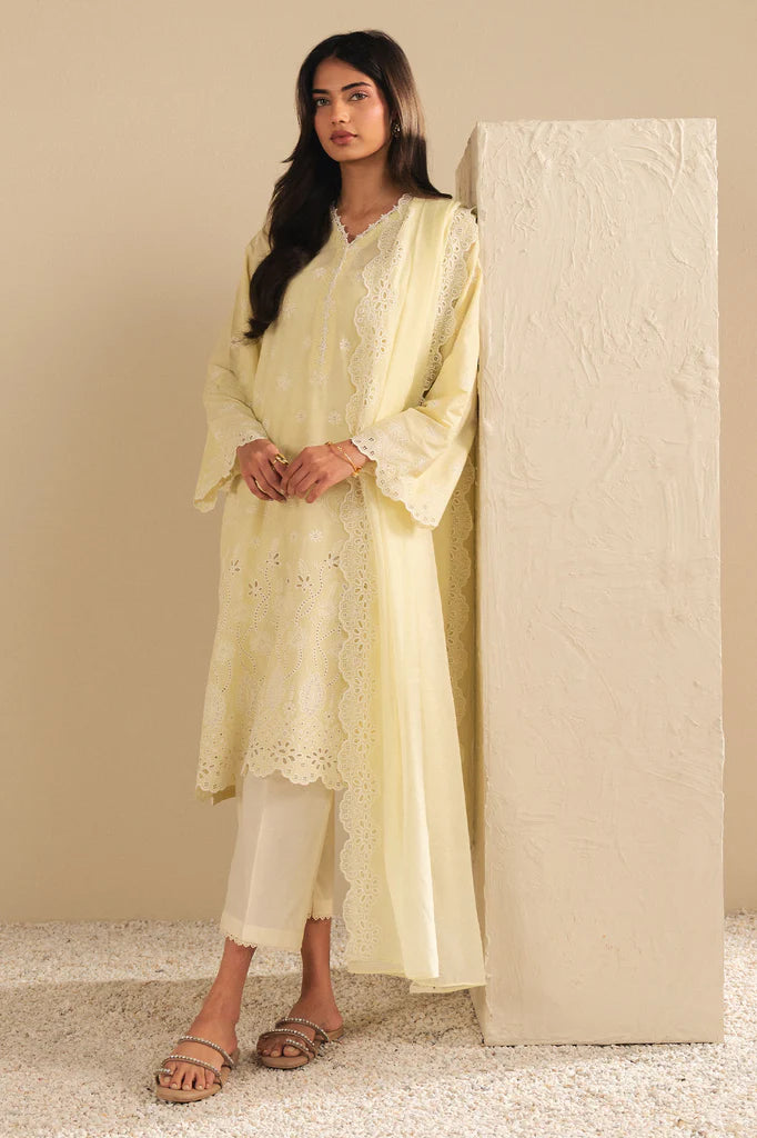 PASTEL SUNSHINE-2PC (SHIRT & DUPATTA) | EXCLUSIVE PRET | Cross Stitch