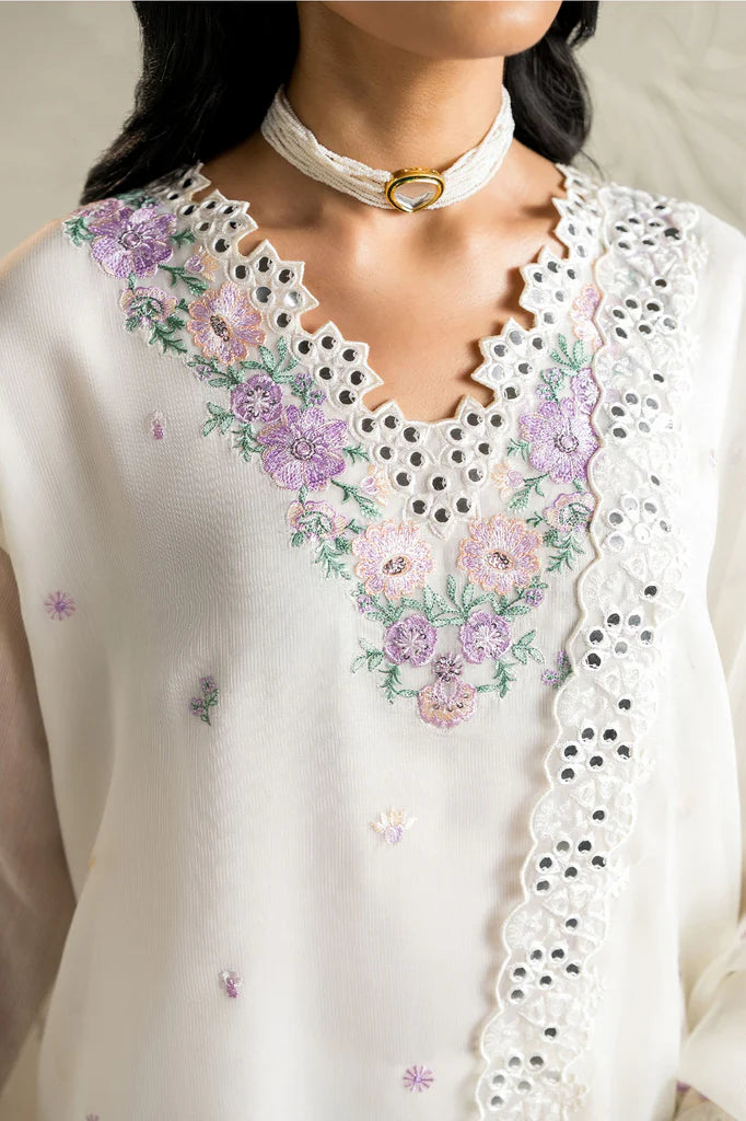 BLOOMING WHITE-2PC (SHIRT & DUPATTA) | EXCLUSIVE PRET | Cross Stitch
