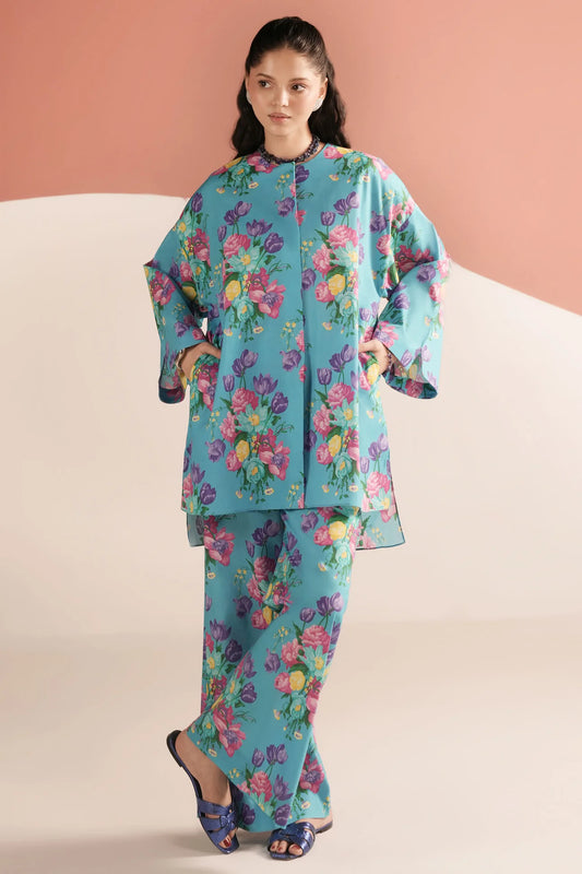 (ZRW-21612) TURQUOISE MUSE | Poplin-Fall'25 | ZAHA