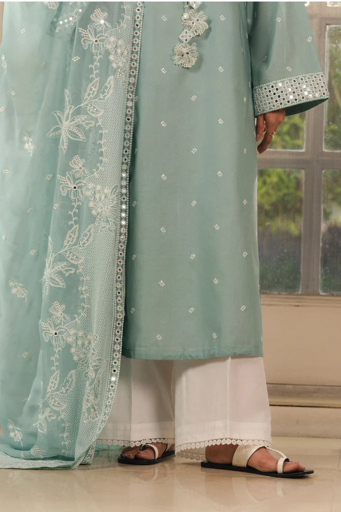 NILE BLUE-2PC (SHIRT & DUPATTA) | EXCLUSIVE PRET | Cross Stitch