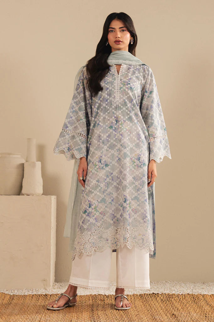 VIOLET SPLASH-2PC (SHIRT & DUPATTA) | EXCLUSIVE PRET | Cross Stitch