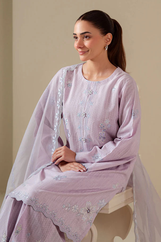 LILAC BLUSH -3PC (SHIRT, TROUSER & DUPATTA) | EXCLUSIVE PRET | Cross Stitch