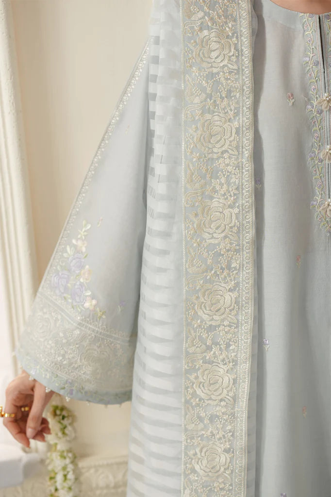 AQUA WHISPER-3PC EMBROIDERED LAWN SUIT | Cross Stitch