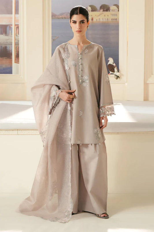 SOFT UMBER-3PC EMBROIDERED LAWN SUIT | Cross Stitch