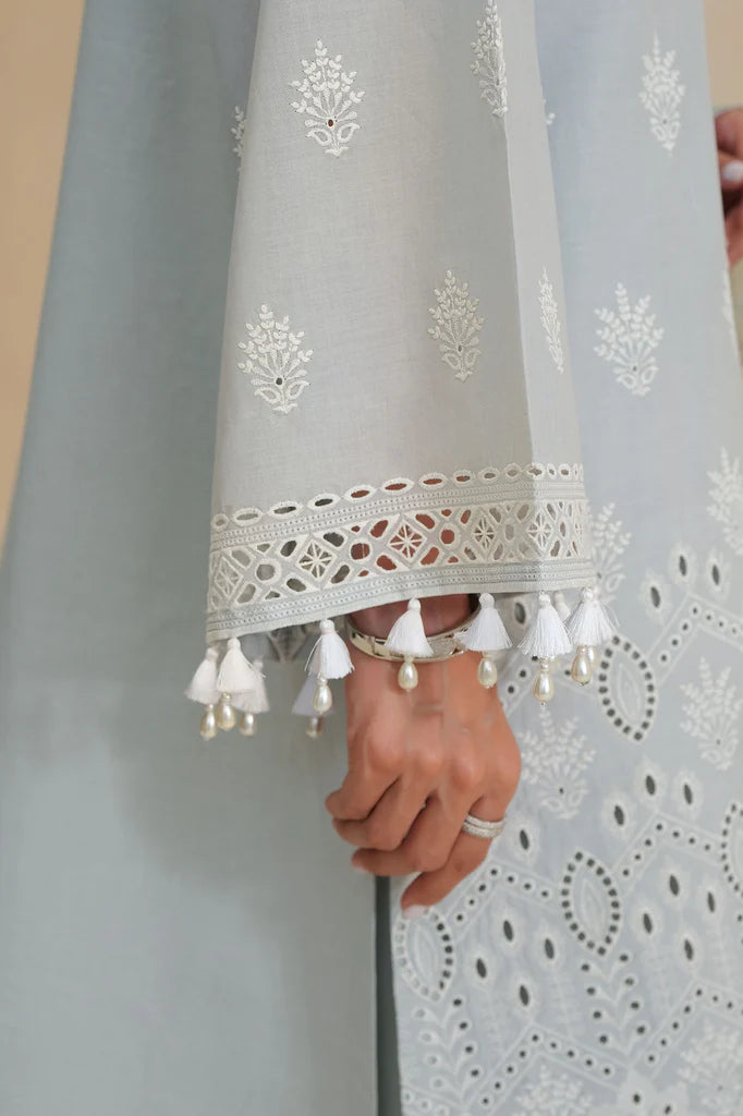 ARCTIC ICE-3PC CHIKANKARI SUIT | Cross Stitch
