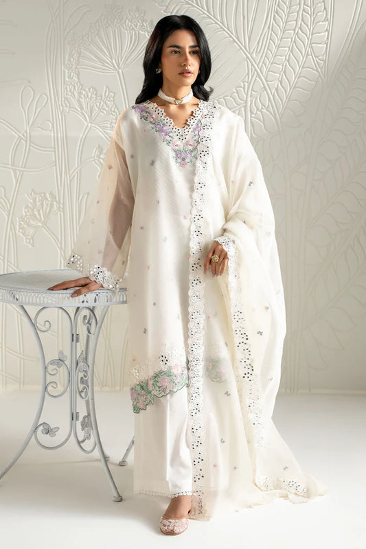 BLOOMING WHITE-2PC (SHIRT & DUPATTA) | EXCLUSIVE PRET | Cross Stitch