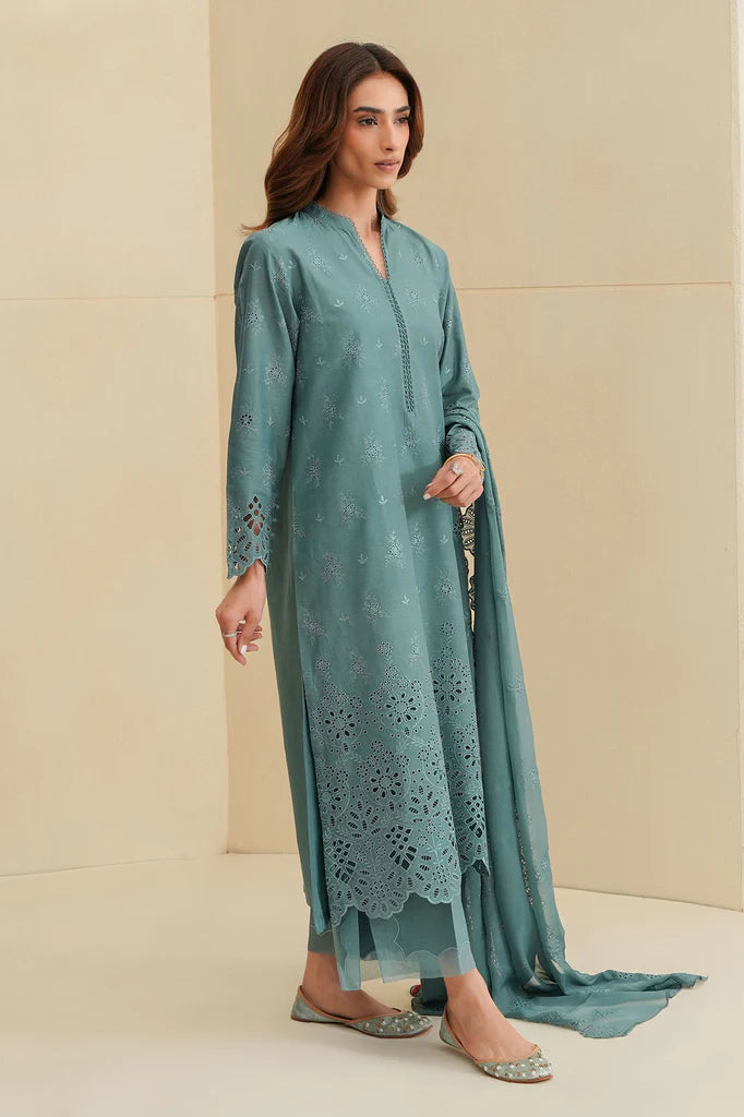 FLEUR WHISPER-3PC CHIKANKARI SUIT | Cross Stitch