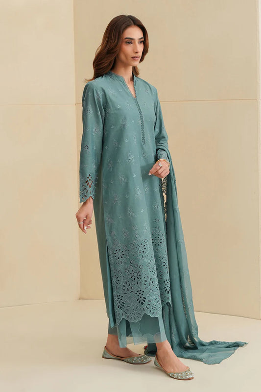 FLEUR WHISPER-3PC CHIKANKARI SUIT | Cross Stitch