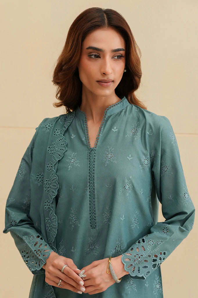 FLEUR WHISPER-3PC CHIKANKARI SUIT | Cross Stitch