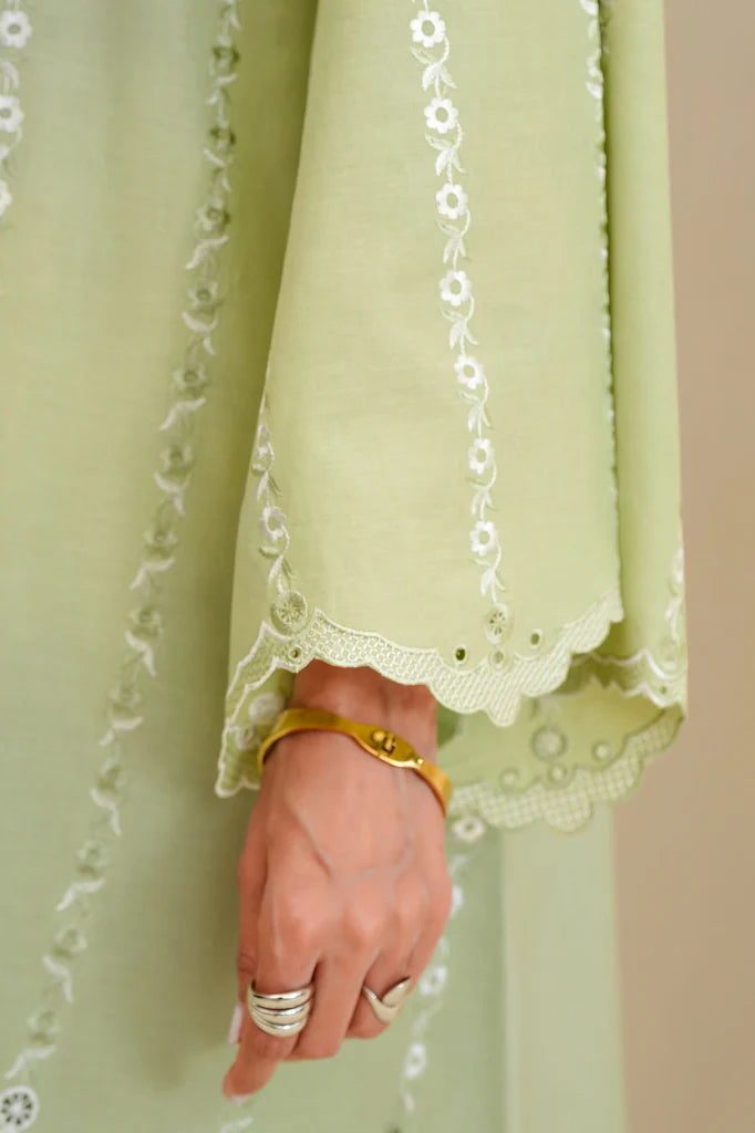 SAGE SILK-3PC CHIKANKARI SUIT | Cross Stitch