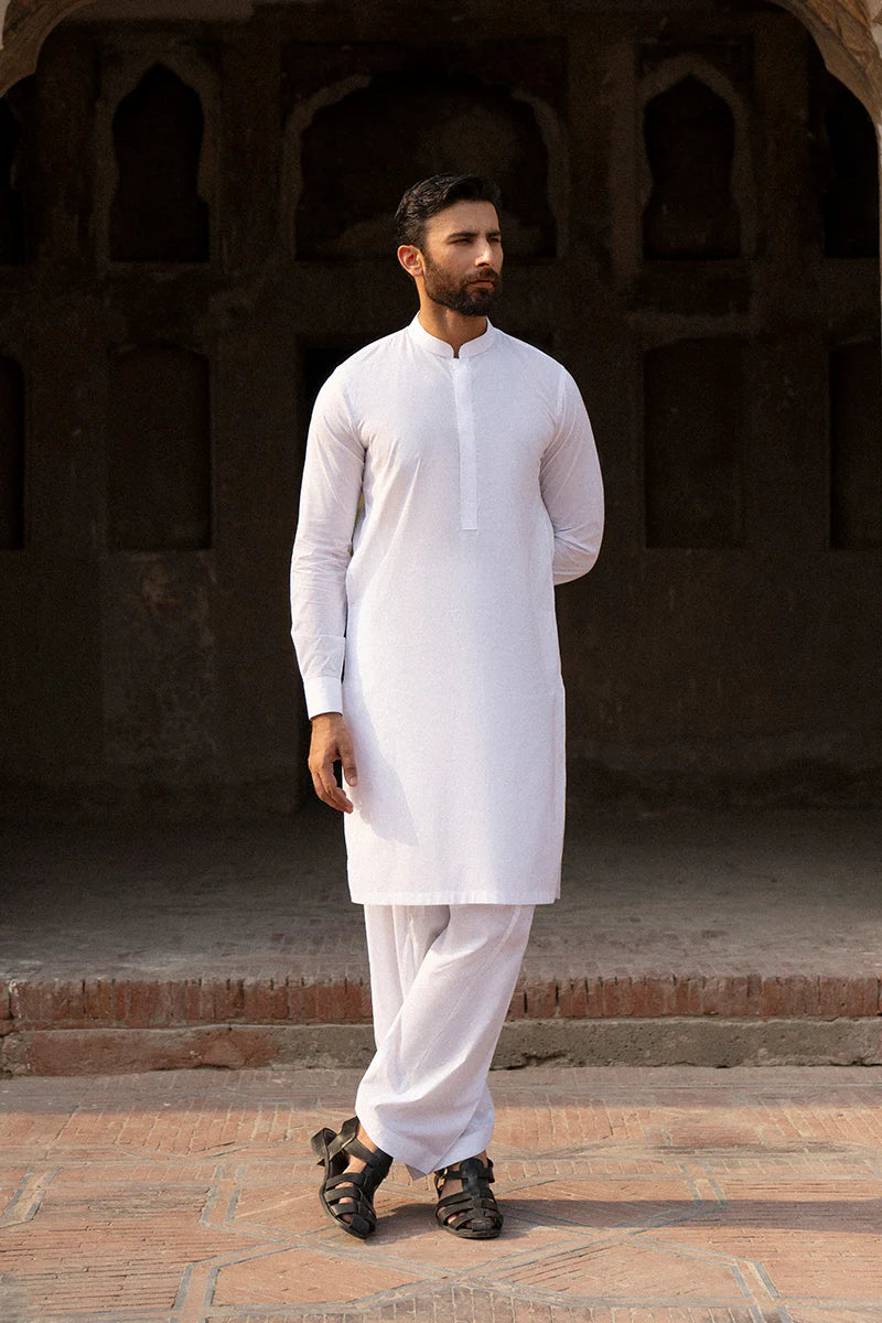 Powder White Egyptian Cotton Shalwar Kameez | REPUBLIC MENSWEAR