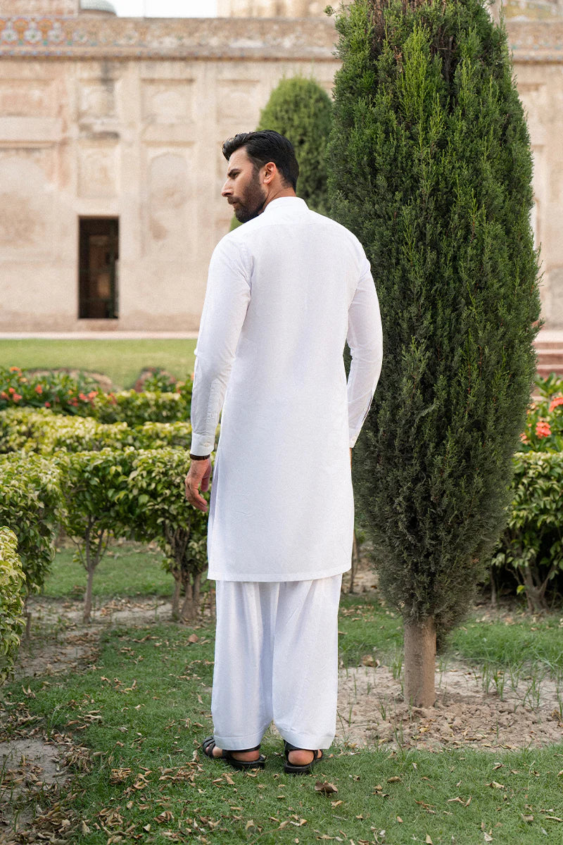 Powder White Egyptian Cotton Shalwar Kameez | REPUBLIC MENSWEAR