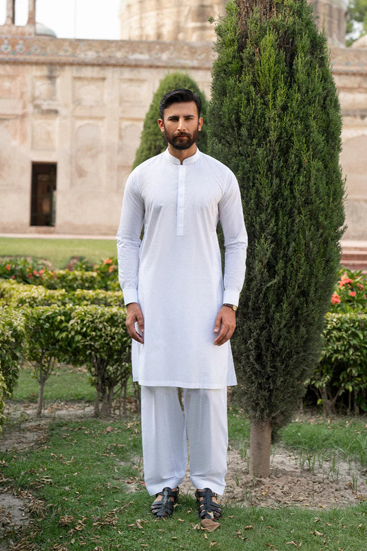 Powder White Egyptian Cotton Shalwar Kameez | REPUBLIC MENSWEAR