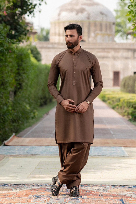 Pecan Brown Egyptian Cotton Shalwar Kameez | REPUBLIC MENSWEAR