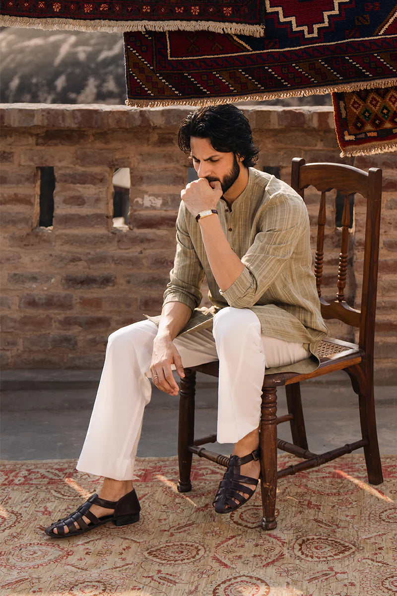 Khakhi Green Kurta Pajama | REPUBLIC MENSWEAR
