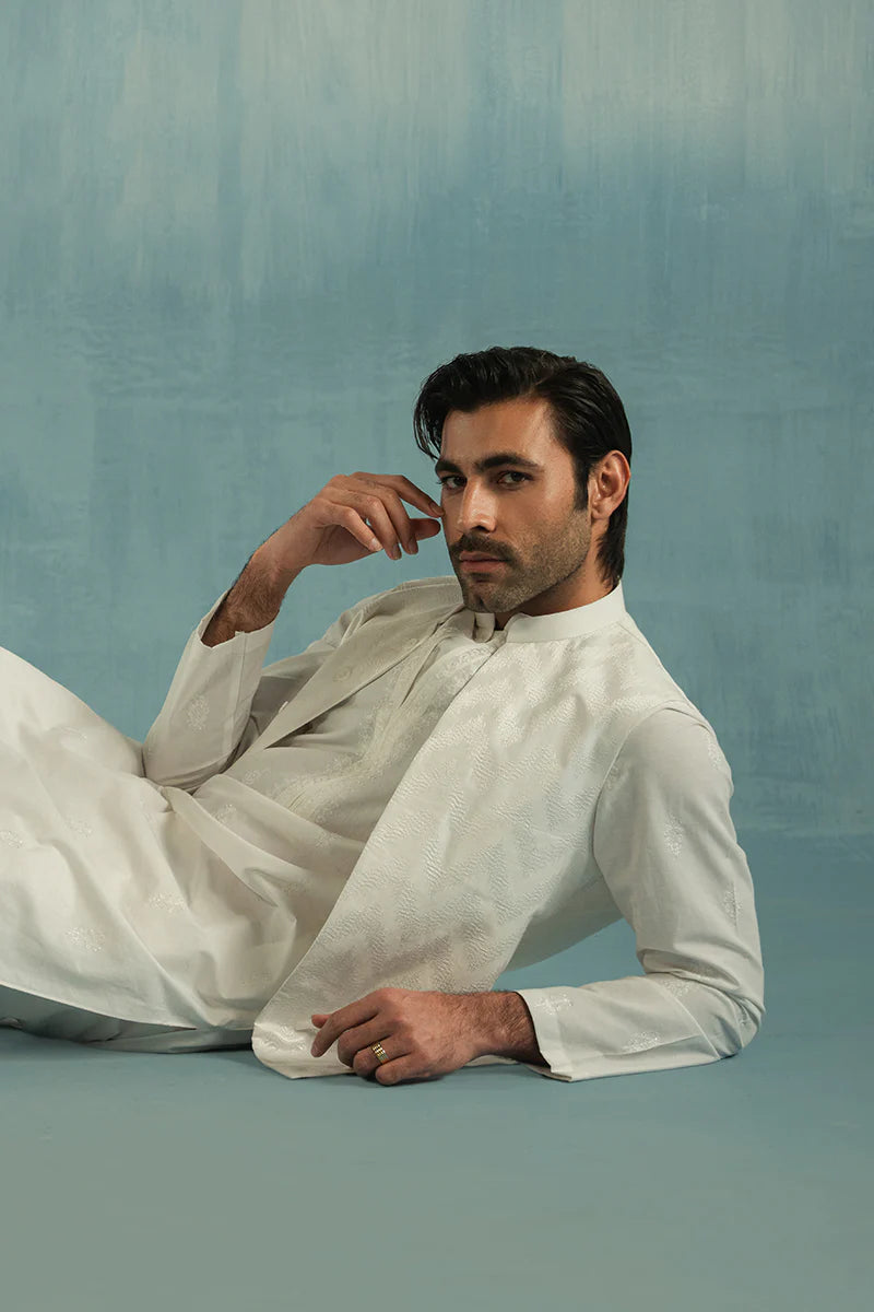 'White' Embroidered Waistcoat | REPUBLIC MENSWEAR