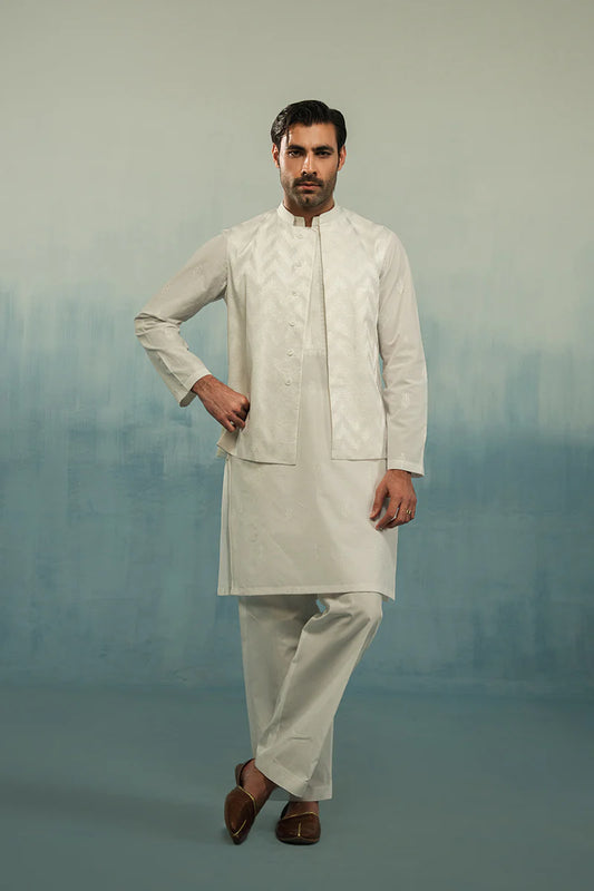 'White' Embroidered Waistcoat | REPUBLIC MENSWEAR