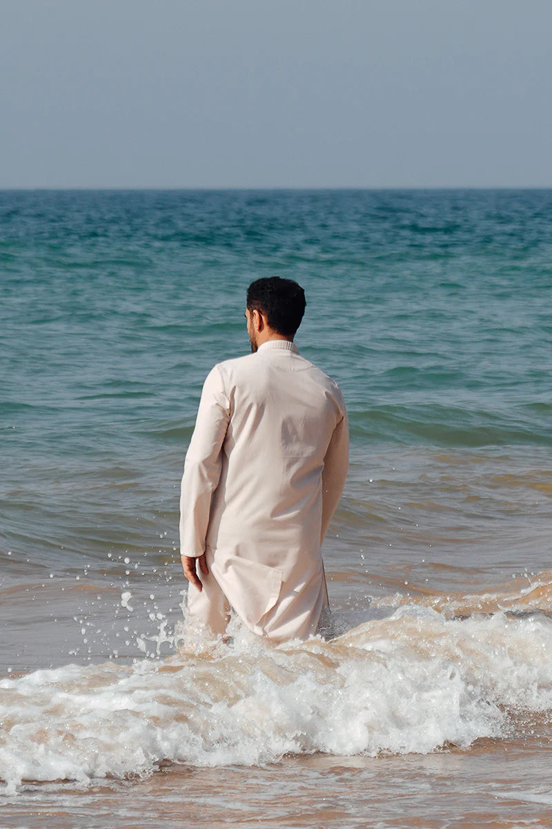 'Light Peach' Embroidered Kurta Pajama | REPUBLIC MENSWEAR