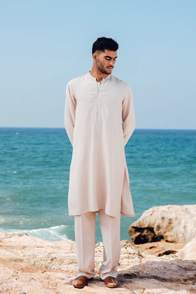 'Soft Pink' Embroidered Kurta Pajama | REPUBLIC MENSWEAR
