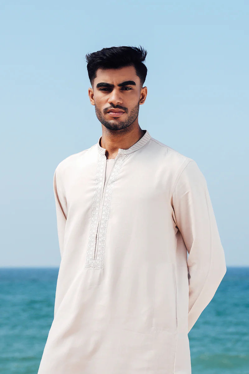 'Soft Pink' Embroidered Kurta Pajama | REPUBLIC MENSWEAR